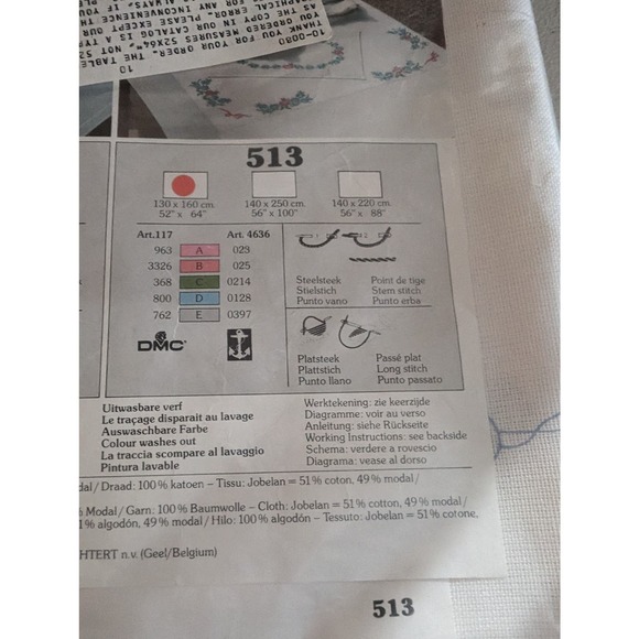 Vervaco Verachtert N.V. Tablecloth for Embroidery 52x64" New - Picture 2 of 5